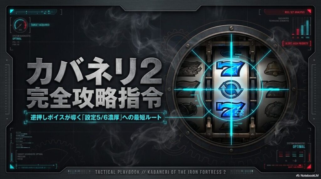 スマスロ甲鉄城のカバネリ2の逆押しボイスによる設定推測の重要性を説く攻略スライド。知識の差が収支に直結することを強調。