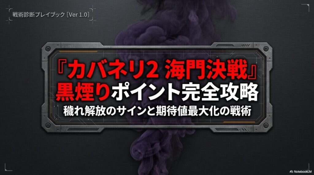 「不運な展開」が入力となり、「黒煙りポイント」として蓄積され、最終的に「最強の出玉トリガー」として出力される一連の流れを示した図解。